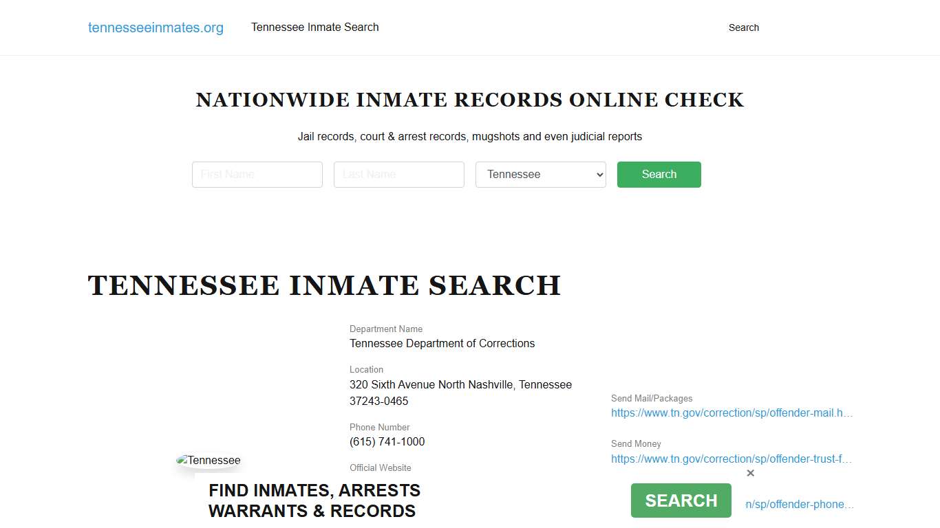 Tennessee Offender Lookup - TN DOC Inmates